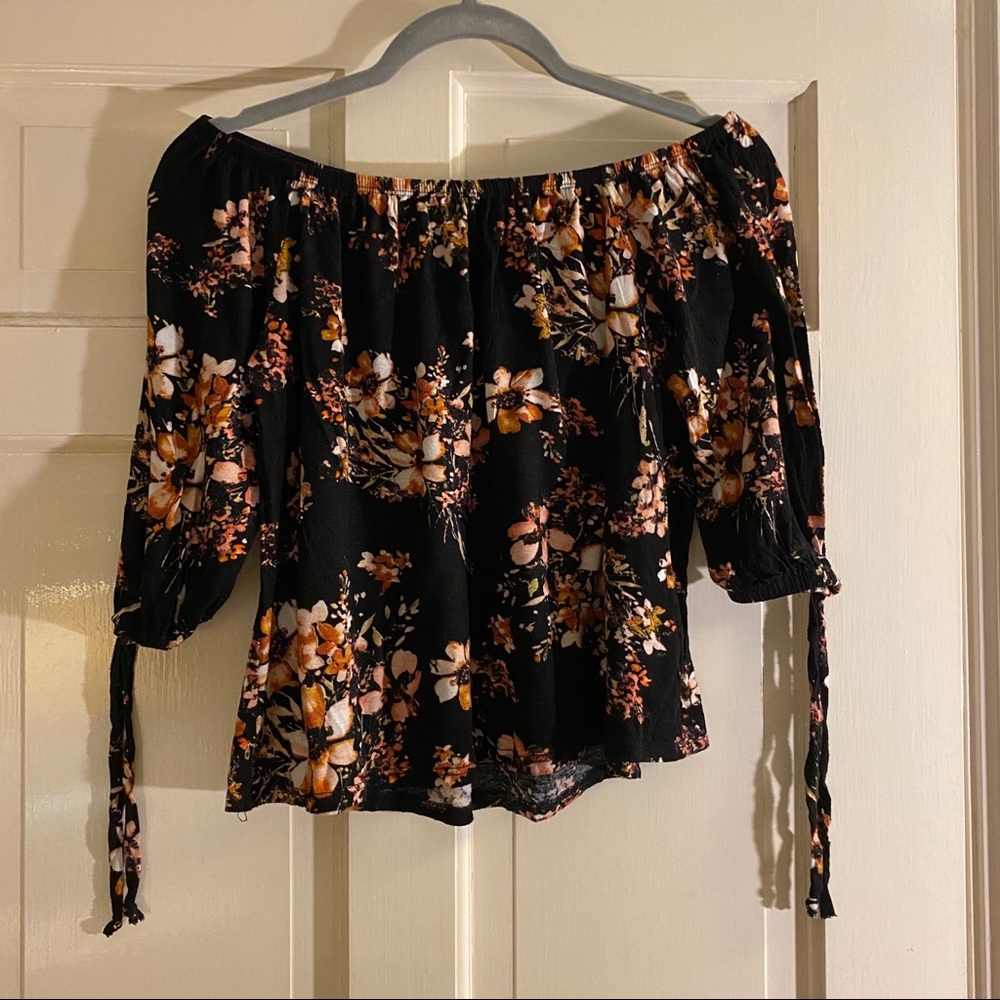 off the shoulder floral blouse